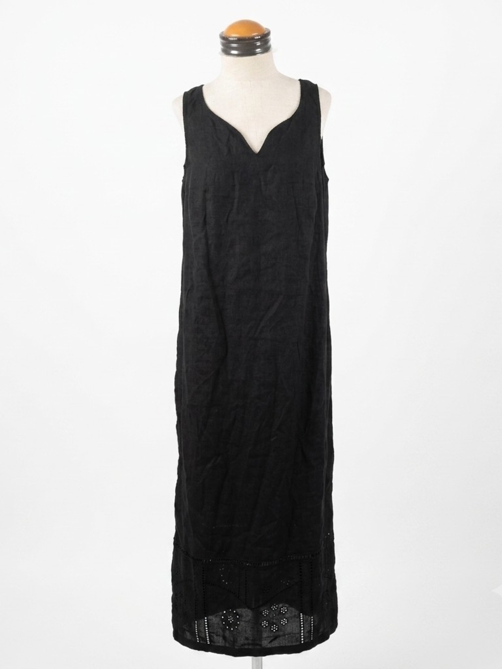 Avenue Black Sleeveless Maxi Dress with Decorative Hem